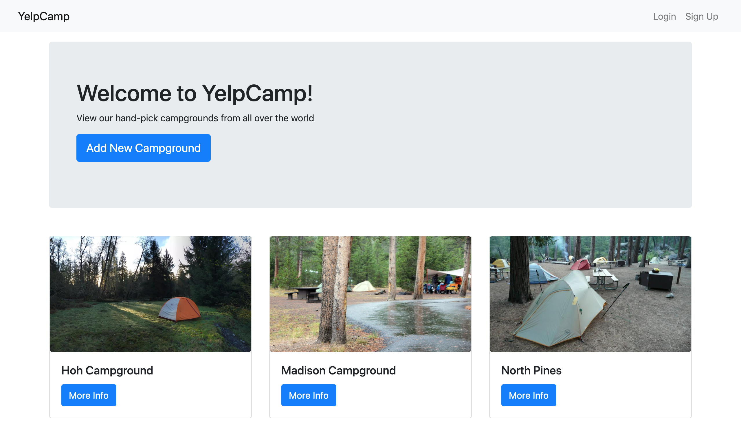 You finish 'The Web Developer Bootcamp' having built real apps, like YelpCamp